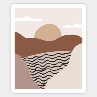 Boho Abstract Artl Landscape Sunset Mountains Design Sticker